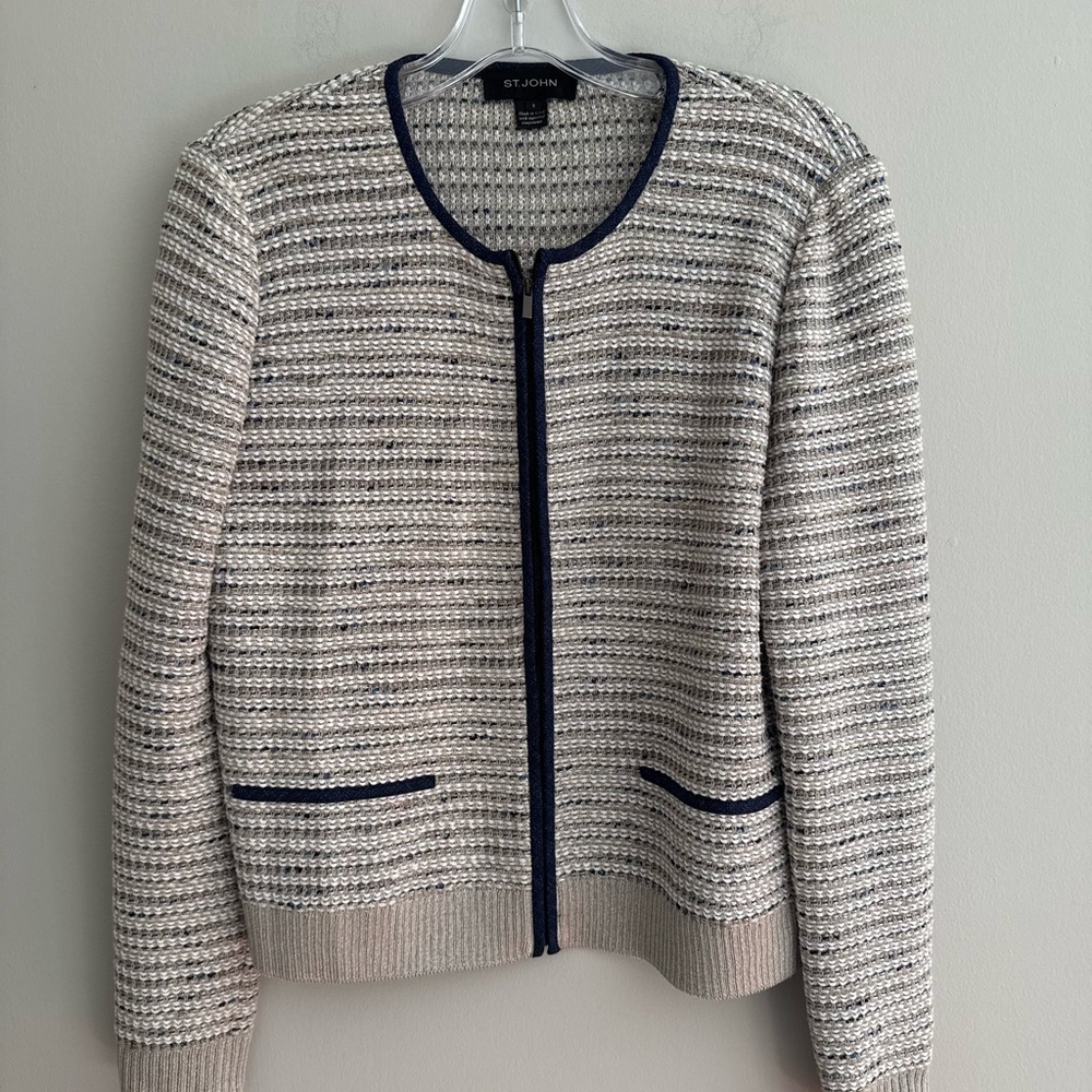 St. John Tweed Cropped Evening Jacket,made in USA SIZE S wool cotton - Picture 2 of 5